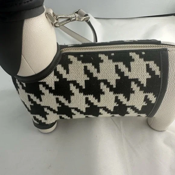 RARE New Kate Spade Claude Dachshund Dog Houndstooth Crossbody Puppy Purse - Picture 4 of 16